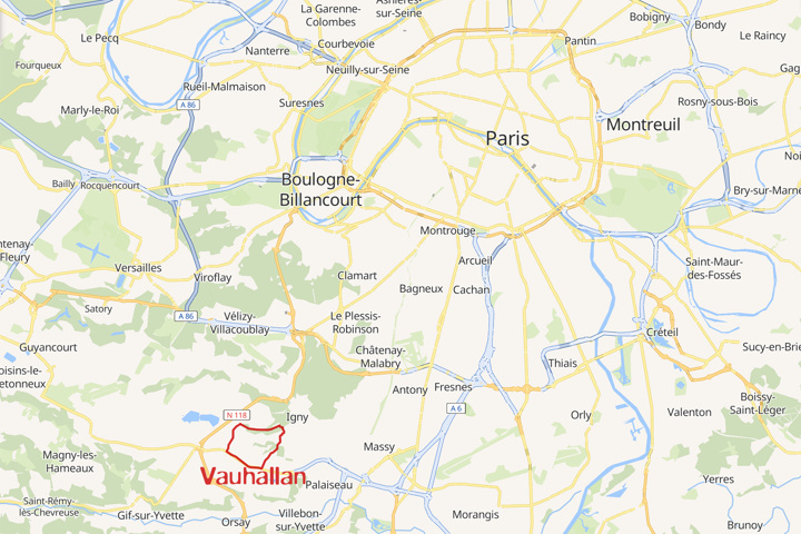 Carte situant Vauhallan en Ile de France